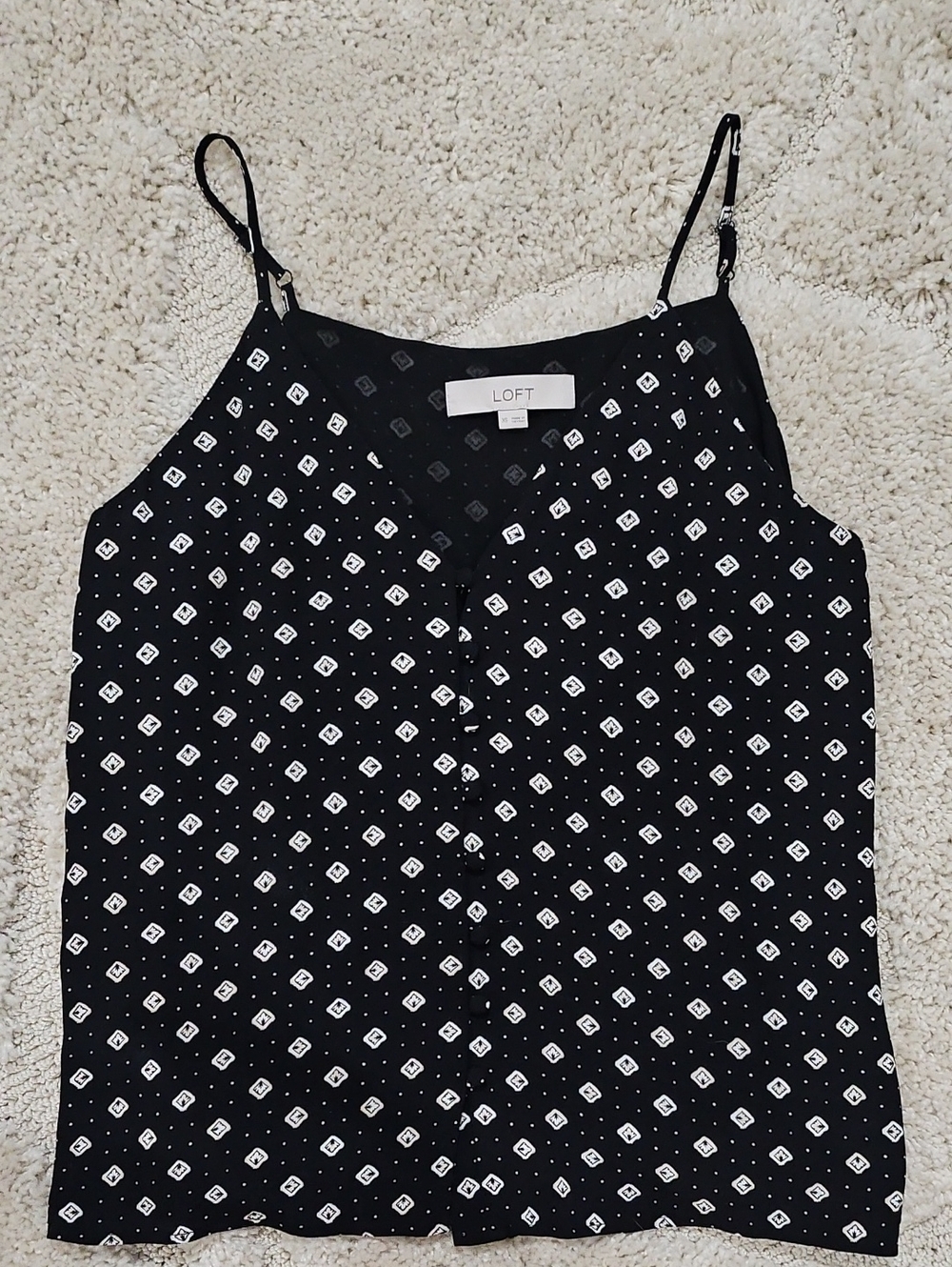 LOFT Black and White Diamond Print Spaghetti Strap Cami
